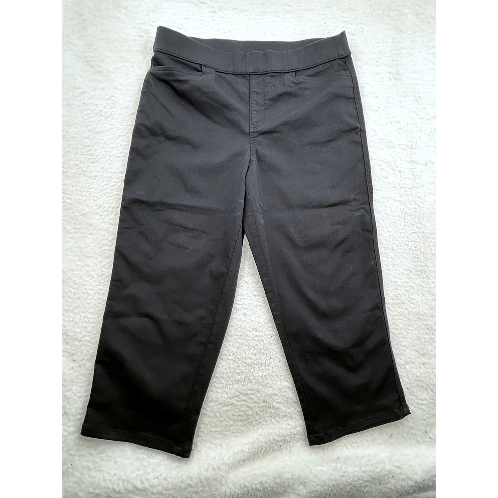 Intro Love The Fit Womens Black Pull On Capri Pants Size 14 Stretch Capsule